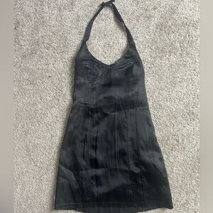 Zara Black Satin Backless Dress